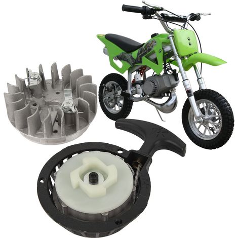 Démarreur à rappel manuel avec volant d'inertie, adapté aux mini-motos, quads et motos tout-terrain de 47 à 50 cm³. (1/5)