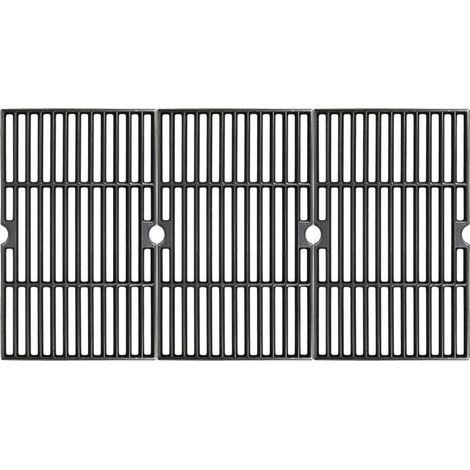 Set of 3 Solid Cast Iron Cooking Grills for Gas and Charcoal Barbecues, 41.5 x 25 cm, Universal Replacement Grill (1/5)