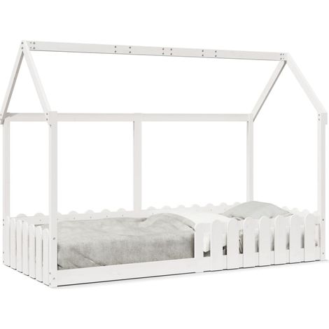 Maison Exclusive - Kinderbett Hausbett Weiß 90x190 cm Massivholz