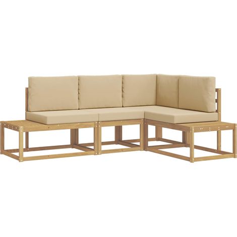 Outdoor Sofa Set 3 Piece White and Beige Polyester vidaXL