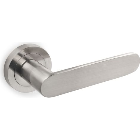 Emuca Jeu de Bunbury poignée de porte intérieure, avec rosace D.50mm, Aluminium, Nickel satiné