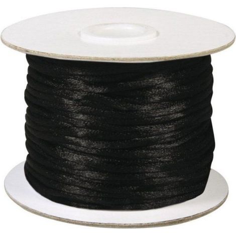 Cordon de satin, 2 mm rouleau 50 m, noir