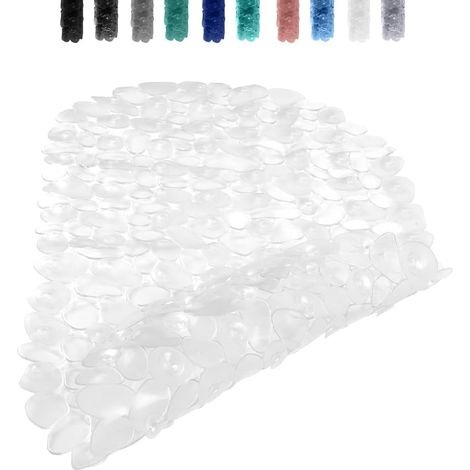 Tapis de baignoire antidérapant transparent avec ventouses, lavable en machine, résistant à la moisissure 65 x 35 cm