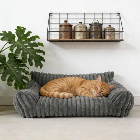 Indoor Pet Sofa for Cats and Small Dogs, Washable Cover, 604520cm, up to 7 kg (Grey) (1/5)