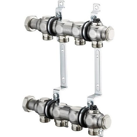 Distribuidor de acero inoxidable Multidis SH para conexión de radiador, G 3 / 4Z AG 2 círculos OVENTROP