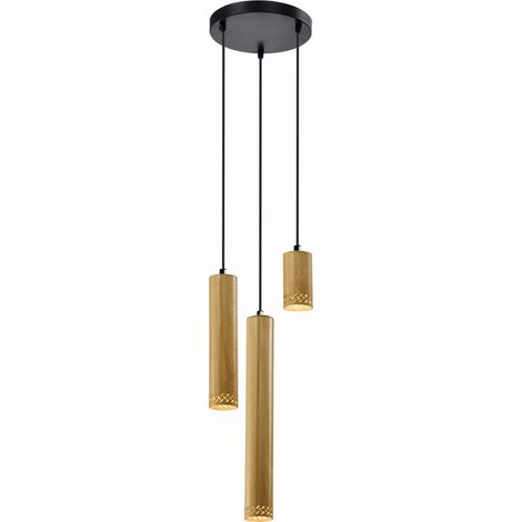 Lampadario Candellux TUBO 3xGU10 metallo nero/legno (1/3)