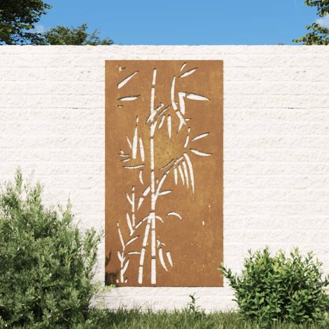 Vidaxl – Décoration murale de jardin 105x55 cm – Acier corten anti-corrosif – Design bambou – Installation facile