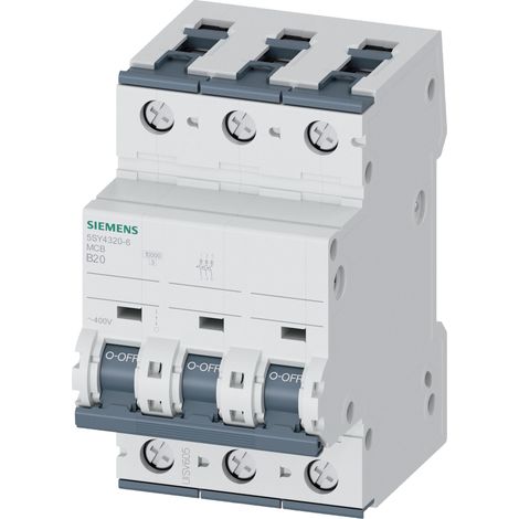 Siemens 5SY43206 5SY4320-6 Leitungsschutzschalter 20 A 230 V, 400 V corta circuito 3 (1/5)
