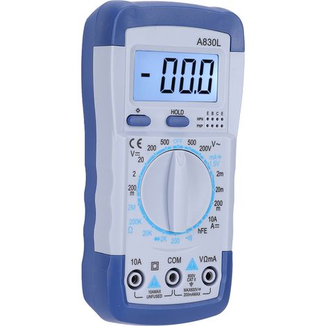 Tragbares multifunktionales digitales Multimeter mit LCD-Bildschirm, AC/DC-Spannungs- und Stromdetektor, blau und weiß. (1/5)