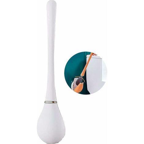 Neues Silikon-WC-Bürsten- und Tropfhalter-Set, wandmontierte WC-Bürste für gründliche Reinigung, automatisches Öffnen und Schließen (1/5)