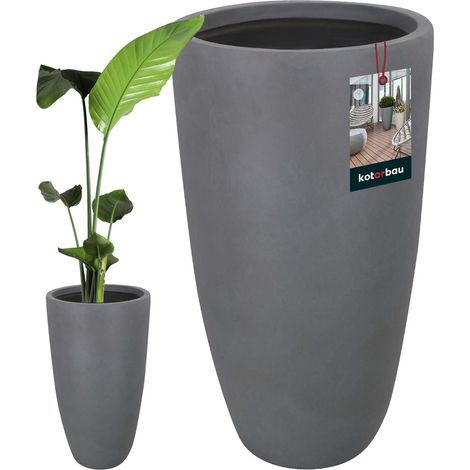 KOTARBAU® Pot de Fleur Interieur, Cache Pot Plante Ø 78 cm, Fibreclay, Pot pour Orchidées, Pot de Fleurs, Vase de Sol, Aspect Béton, Gris (1/5)