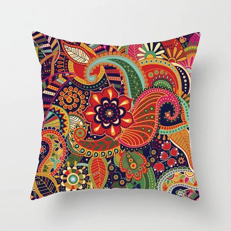 Housse De Coussin - Coton Linen - Imprimé Numérique Fleuri - Double Face - Pour Canapé Lit Chaise Bureau Voiture - 40x40 cm (1/5)