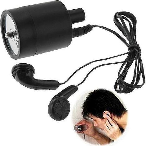 Dispositif d'écoute audio puissant, amplificateur d'oreille pliable pour surveillance murale et de porte avec casque (noir)