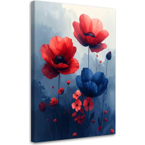 Impresión de Imagen Flores botánicas rojo azul 20x30 (1/5)