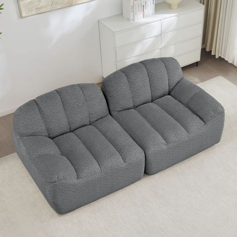 Divano modulare grigio in fleece senza montaggio OKMYHOME (1/5)