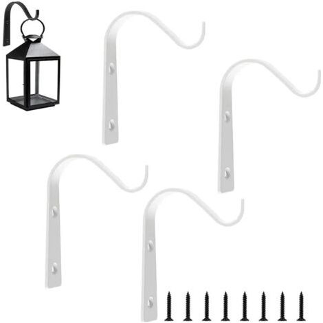 royaluxe-4 Pièces Support Plantes Fer Crochet Mural Suspension Mural Crochet Plante Support Plantes Suspendu Mural avec Huit vis, Blanc