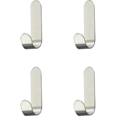 4pcs crochet adhésif en acier inoxydable, crochet auto-adhésif pour serviettes, clés, maison, cuisine, salle de bain, rouille et imperméable (1/4)
