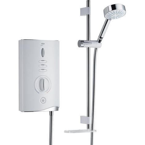 Mira Sport MAX AirBoost Electric Shower 9.0kW White Chrome + Riser Rail + Head (1/5)