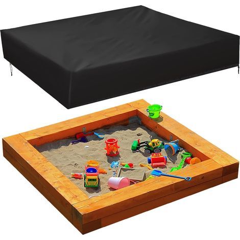Bâche de Bac à Sable, Housse Étanche de Bac à Sable pour Enfants en Tissu Oxford, 120 x 120 cm, Couverture Protection Anti-poussière avec Cordon de Serrage, pour Piscine, Terrasse, Jardin (1/5)