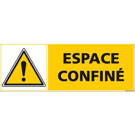 Panneau Attention Espace confiné (C1252) - Adhésif - 210 x 75 mm