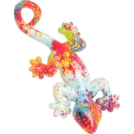 Décoration murale gecko, couleurs vives et résistantes, en résine, 15 cm de long et 8 cm de large. Sculpture de lézard pour jardin, maison ou bureau, type 3.