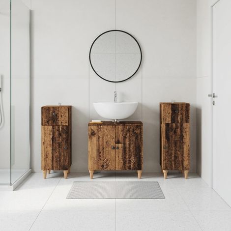 vidaXL 3 Piece Bathroom Cabinet Set ALKMAAR Old Wood Engineered Wood (1/5)