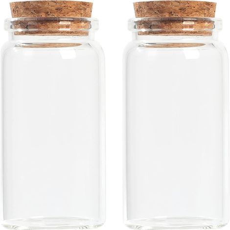 Bouteilles rondes décoratives en verre avec bouchons en liège (2 pièces / 120 ml)
