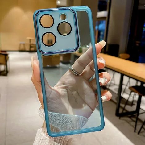 (Bleu, Motorola Moto G45) Étui de protection souple et transparent en silicone avec protection de l'appareil photo et absorption des chocs.