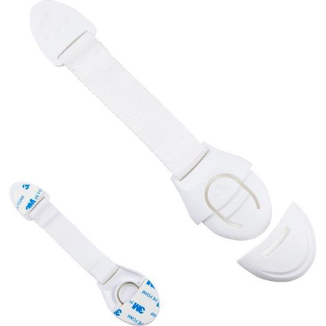 Seguridad para armarios, cerradura para cajones, cerradura con correa, color blanco. (1/5)