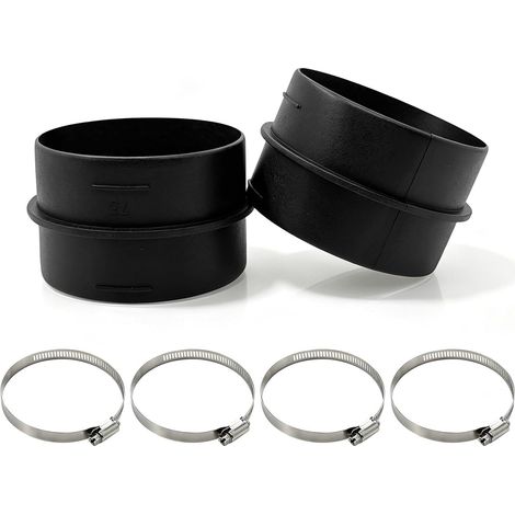 2 Pièces 60mm Raccord De Gaine De Ventilation avec 4 Collier De Serrage 60mm Raccord De Tube, Accessoire Pour Chauffage Stationnaire, pour Applications De Chauffage Ou De Refroidissement (1/5)