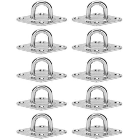 Crochet de Fixation Murale de Plafond Robuste Anchor Pad Eye Plate Acier Inoxydable 304 M5 5mm 3/16" (10 pièces) (1/4)