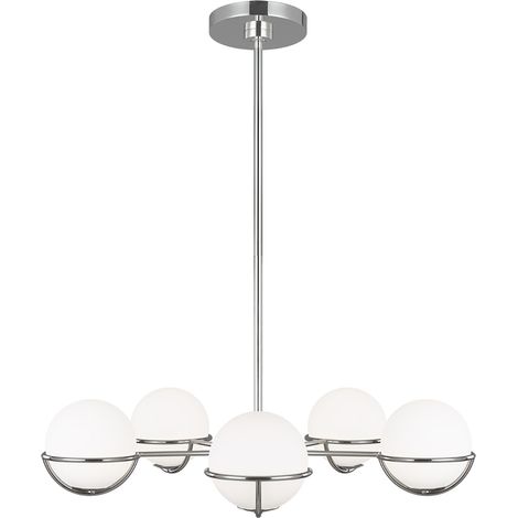 Lampadario Elstead Apollo a 5 luci con globo, nichel lucido, G9 (1/3)