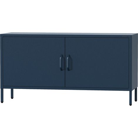 Jan Nowak Fernsehschrank ROSA TV Schrank TV mit Beinen Board für Wohnzimmer, Schlafzimmer Metall Fernsehtisch mit Türen und Stauraum, 115 x 59,5 x 40 cm, Dunkelblau (1/5)