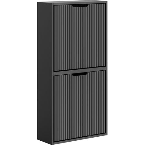 SoBuy Shoe Cabinet with 2 Doors Black 50x19x100cm Modern FSR204-SCH (1/5)