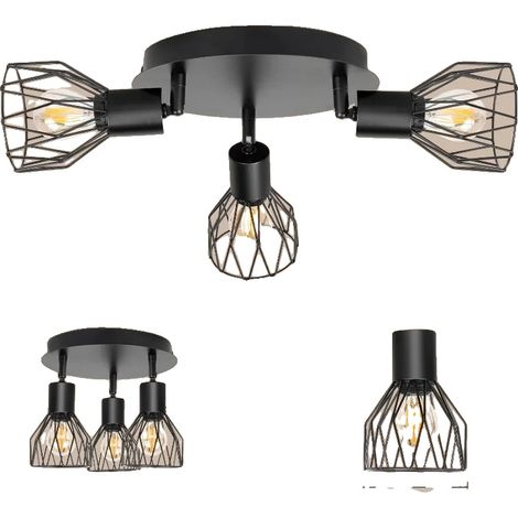Lámpara de araña de tres brazos con luces de jaula de alambre ajustables, casquillo E14, estilo moderno. (1/2)
