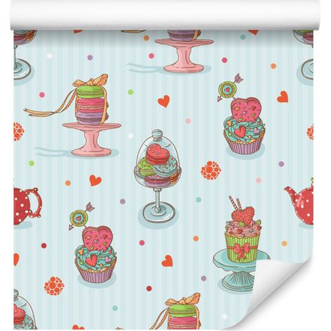Papel pintado con coloridos diseños de pasteles para salón y dormitorio, 50x1000 cm. (1/5)