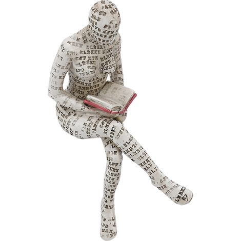 Kunstharzfigur einer lesenden Frau, innovatives, gegossenes Kunstharzornament, ideal zur Dekoration eines Regals oder eines Zuhauses. (1/5)