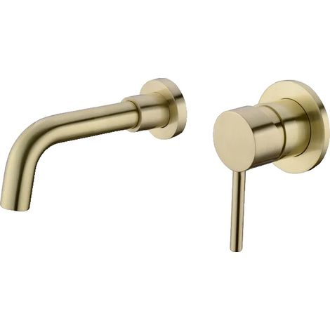 Wandmontierte Einhebel-Badewannenarmatur, gebürstetes Gold (1/2)