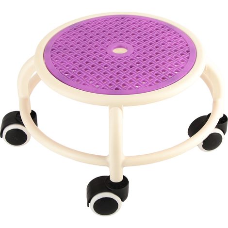 Tabouret bas rond à roulettes, confortable et universel, avec roulettes, mini tabouret mobile, grande capacité de charge pour la maison, violet (1/5)