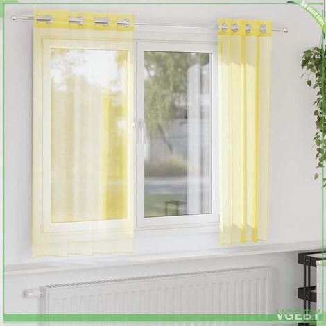 4102132 Rideaux en voile avec illets 2 pcs jaune (1/5)