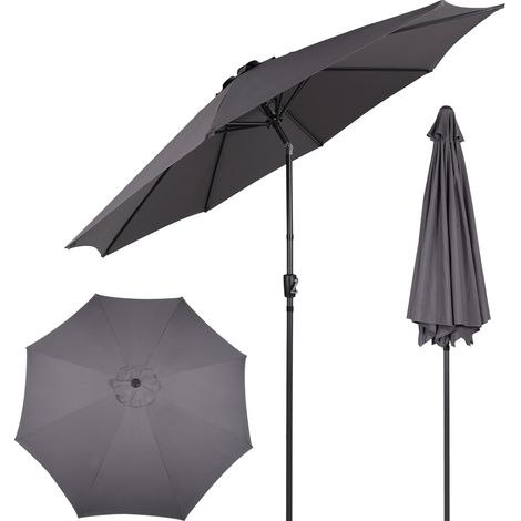 Puluomis Parasol déporté octogonal inclinable manivelle pied acier Ø 2.9 x 2,5H m bordeaux gris