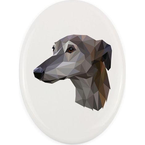 Lévrier, lévrier anglais - carreau géométrique avec photo et inscription par Art-Dog (1/4)