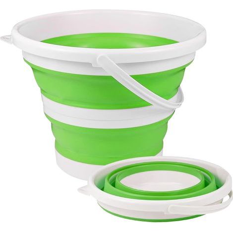Collapsible silicone bucket for camping, travel, car washing and household use (green) (3 liters) (1/5)