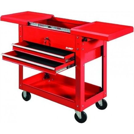 Vigor-blinky Stedy Carrello Portautensili da Officina Acciaio 2 Cassetti 4 Ruote 70.5x37x83 cm colore Nero