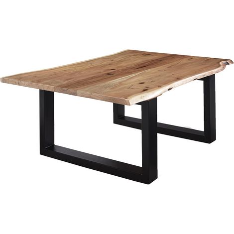 Couchtisch Baumkante 120x80 cm Akazie massiv + naturfarben schwarz LUBIN (1/5)