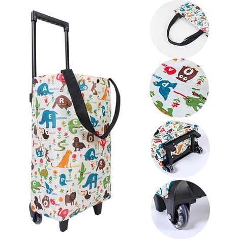 Chariot de courses - Sac à bandoulière - Sac à roulettes - Sac à main - Sac à main avec poignée - Cadeau pour femmes et personnes âgées - Idéal pour les courses au supermarché - 80 x 26 x 17 cm - Moti (1/5)