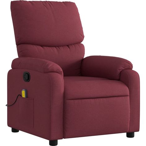 Poltrona relax TV funzione massaggio reclinabile inclinazione manuale in tessuto rosso bordeaux DEC027090