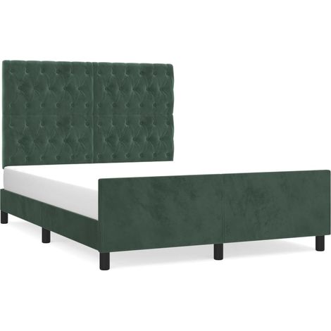 Cadre de lit avec tête de lit Vert foncé 140x190 Velours (1/5)