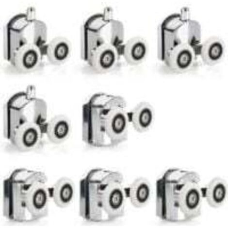 8 Stück Schiebetürrollen für Duschen, Zinklegierung, Räder für Duschschiebetüren, 23 mm Durchmesser, Zwillingsräder, Ersatz für Badezimmer