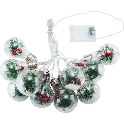 Guirlande Lumineuse Boules De Voeux Noël - 4 M - 50 Led Blanc Chaud - Alimentation Piles - Télécommande Incluse - 10 Boules (1/5)